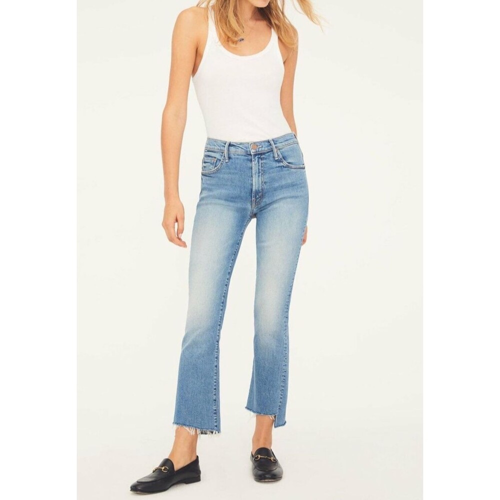 MOTHER Denim The Insider Crop Step Fray Shoot To Thrill Light Blue NWT 24 26 27